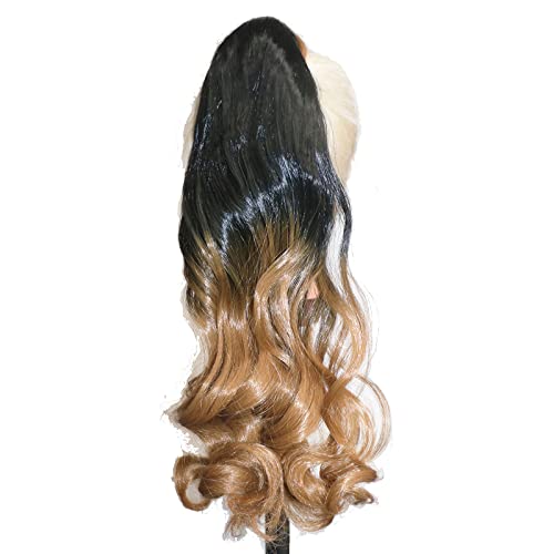 ליווין אומברה צבע קוקו הארכת לעטוף סביב 18 אינץ ארוך מתולתל גל שיער הרחבות סינטטי פוני זנב פאה עבור נשים בנות