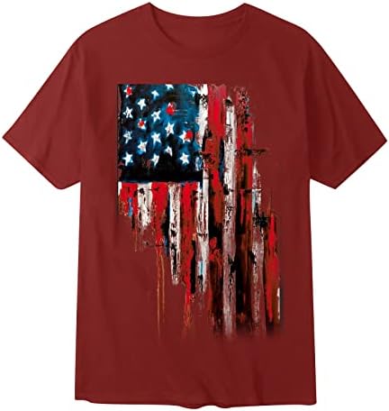 חולצות גברים חולצות טריקו גרפיות לגברים דגל יום העצמאות הוא אופנתי מזדמן חולצת כותנה מודפסת קטנה עם יסודות