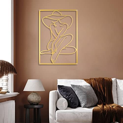 אהבה קדושה מתכת קיר אמנות 0.12 עבה מינימליסטי מופשט מודרני קו אמנות קיר פסלי זהב מתכת קיר תפאורה לסלון
