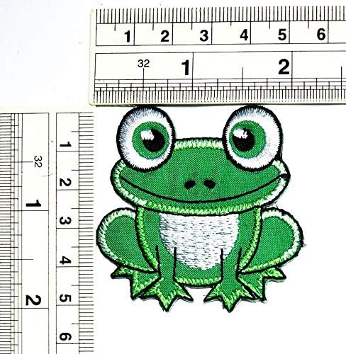 סט טלאי של אוממה של 3 צפרדע ירוקה חמוד חיה חמוד מדבקת מדבקת טלאים צפרדע DIY אפליקציה רקומה תפור