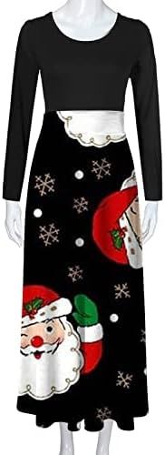 מרגינרי 2022 חג המולד שמלות לנשים ארוך שרוול אימפריה מותניים סתיו מקסי שמלה מכוער חג המולד הדפסת מסיבת