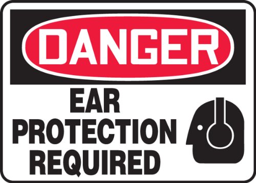 Accuform MPPE032VP שלט בטיחות פלסטי, הגנת אוזניים סכנה נדרשת עם גרפיקה, 10 אורך x 14 רוחב x