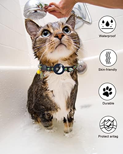 פלימינד 2 חבילה איירטאג חתול צווארון, מתכוונן בדלני אוויר תג חתלתול קולרים עם בטיחות אבזם, גיאומטרי
