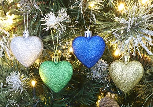 8 x 60 ממ צבע רב צבע קישוטי עץ חג המולד בצורת לב נצנצים