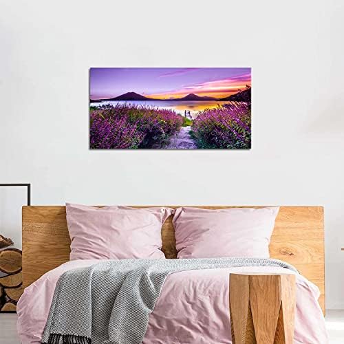 סגול הרי קיר אמנות לסלון טבע נוף תמונה הדפסי בד לבנדר פרח פוג 'י סניק קיר תפאורה לחדר שינה עיצוב הבית