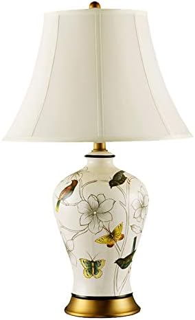 SDFDSSR מנורת תאורה קרמיקה קרמיקה אוסף מנורת קפיץ פרח וציפור תמונת חדר שינה מנורת מיטה קרמיקה מנורה לשולחן