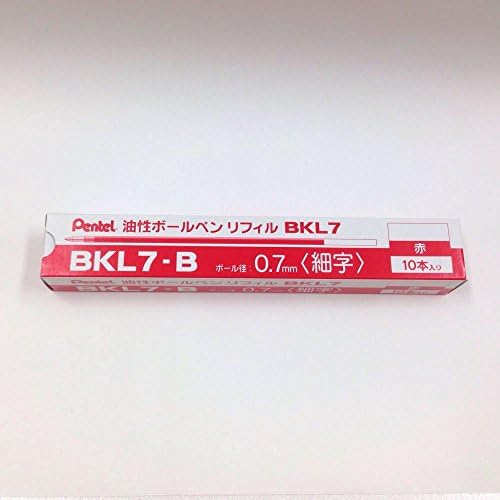 פנטל BKL7-A מילוי עט כדורים, 0.7 שחור, סט של 10