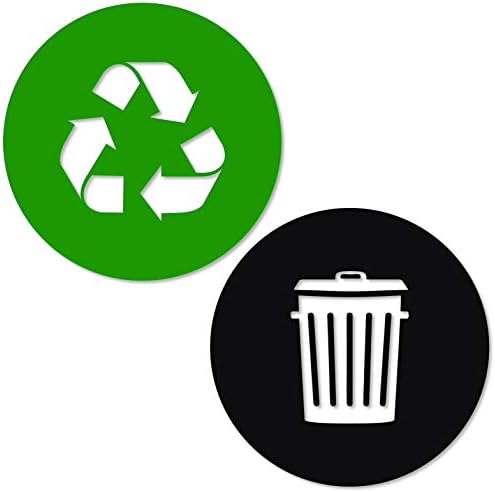 מיחזור ומדבקת אשפה ויניל סמל לוגו מודרני לארגון פחי אשפה או מיכלי זבל וקירות - xsmall - ירוק ושחור