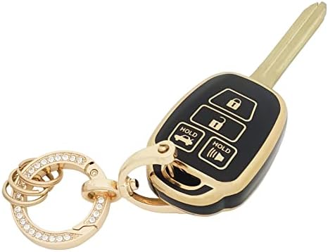 כיסוי פוב מפתח לטויוטה עם מחזיק מפתחות רך מכונית רכה מכונית מפתח מגן מארז תואם לקאמרי קורולה Rav4 Highlander