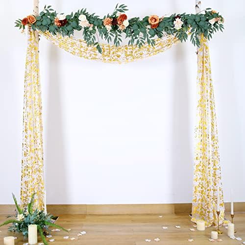 מפלגתית חתונה קשת כורך בד 1 פנל 6 מטרים זהב בד וילונות רקע שקוף וילונות למסיבה טקס קשת שלב קישוטים