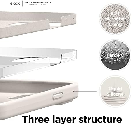 ELAGO תואם למארז אייפון 13, מארז סיליקון נוזלי, כיסוי מגן של מצלמת גוף מלא, אגן זעזועים, מארז