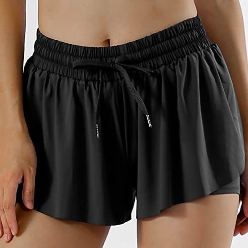 ZVC 3 חתיכות מכנסיים קצרים זורמים, 2 ב 1 מכנסי פרפר קצרים לנשים מכנסיים קצרים ורודים לריצה