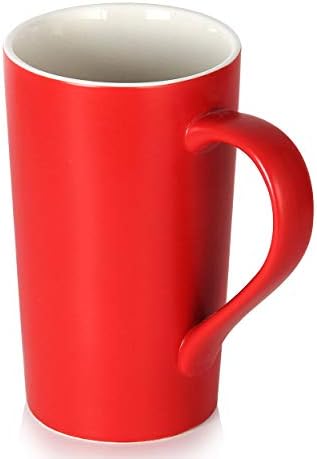 20 גרם ספלי קפה גדולים, Smilatte M007 כוס קרמיקה גבוהה רגילה עם ידית לגברים של אבא, סט של 2, אדום