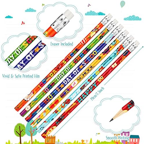 100 חתיכות יום 100 של עפרונות עפרונות השראה עם מחק עפרונות חמודים עפרונות לילדים עפרונות ציוד לבית ספר לניסוח