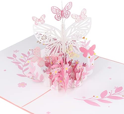 Jinruikj פרחים ורודים פרחים קופצים קופצים - יום האהבה 3D כרטיסי ברכה עם מעטפה, כיסוי 5.9 x 7.9 -
