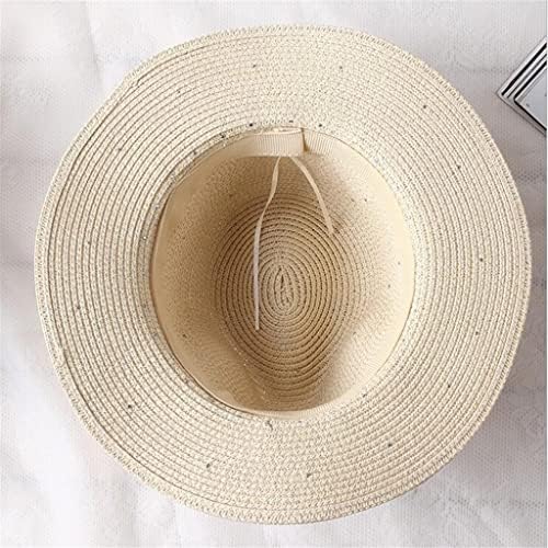 אביב קיץ כובעי נשים פרח חרוזים רחב שוליים ג ' אז פנמה כובע מגן שמש חוף כובע פרח פרל נהר קש כובע