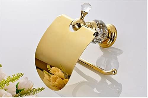 מחזיק גליל נייר ים זהב כולל פליז מחזיק נייר טואלט קריסטל קישוט מחזיק תיבת רקמות עמיד למים