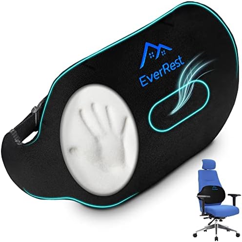 Everrest גב תחתון תמיכה כרית תמיכה לכיסא משרדי וכאבי גב, כרית קצף זיכרון יציבה - רצועת כרית כסא משחק