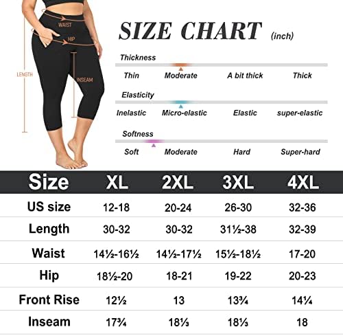 חותלות קאפרי בתוספת גודל לנשים עם כיסים-2 מארז מכנסי יוגה אימון בקרת בטן מותניים גבוהים - 4