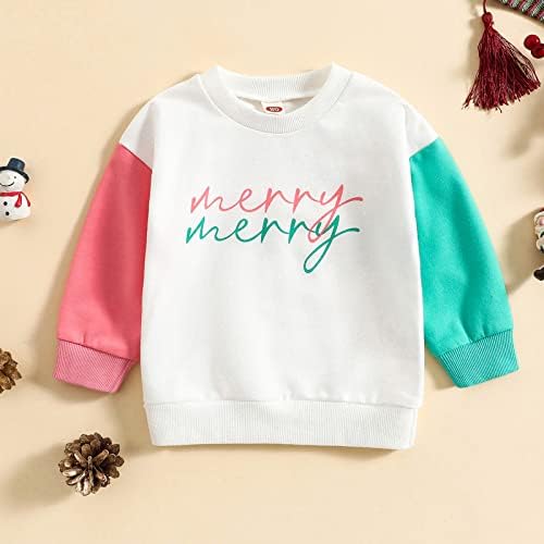 פעוטות תינוקות בנות בנות חג המולד של שרוול ארוך הדפסי מכתב סוודר צמרות 2 בנים משחקים בגדים