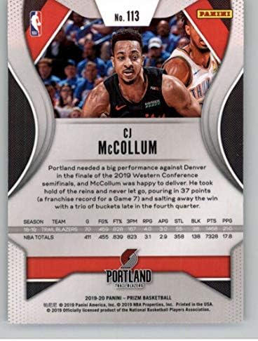 2019-20 Panini Prizm 113 CJ McCollum Portland Trail Blazers NBA כרטיס מסחר בכדורסל