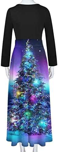 ג ' סרל שמלות חג המולד לנשים 2022 קוקטייל ארוך שרוול אימפריה מותניים מקסי שמלת פתית שלג הדפסת מסיבת חתונה שמלה