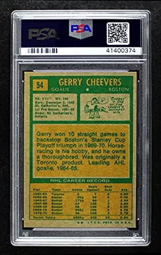 1971 Topps 54 Gerry Cheevers