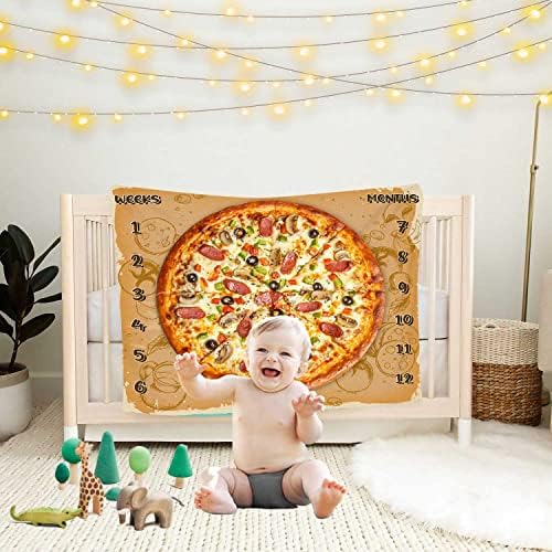 Kikidor Gourmet Pizza נושא תינוק חודשי אבן דרך שמיכה בנים בנות בנות מהנה מסיבת אוכל יילוד מתנה למקלחת