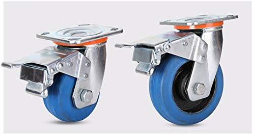 גלגלי קיק כבדים-חובה כבדה צלחת חובה גלגלי גלגלי מתכת תעשייתיים, ריהוט גומי מסתובב קיק, כחול, ליבת ברזל, מיסב