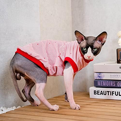 Sphynx חתול בגדי קיץ דפוס חמוד חולצות טריקו כותנה רך נוח נוח אפוד עם חולצות חתלתול ללא שרוולים לספינקס,