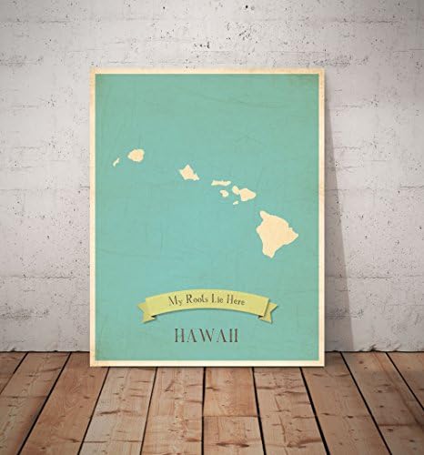 השורשים שלי הוואי אישית קיר מפת 11 * 14, ילד של הוואי מפת קיר אמנות, ילדים של הוואי בציר מפת מדינה, היי קיר
