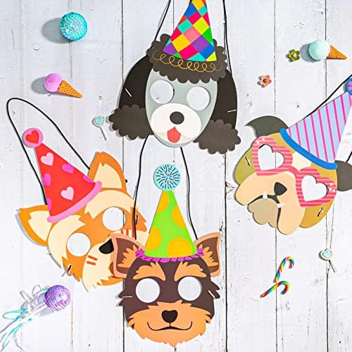 12 מארז כלב יום הולדת מסכות ספקי צד, כלב נושאים נייר מסכות, כלב מסכות יום הולדת זר כלב נושא מסיבת