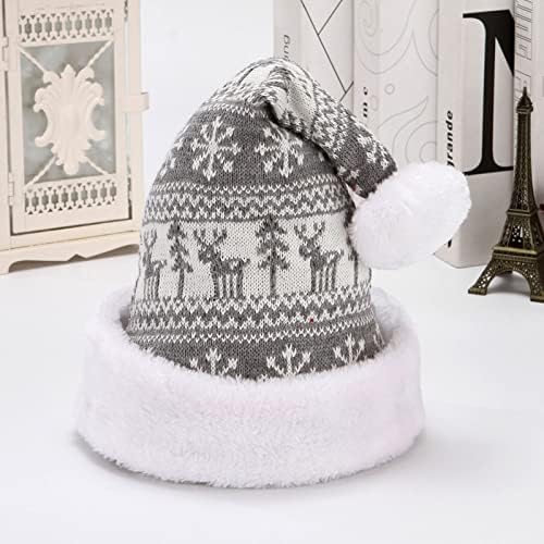 חג המולד כובעי סנטה כובעי למבוגרים חורף כובעי פומפונים סרוג צמר פלנל חג המולד כובע מבוגרים כפת כובעי עבור גברים