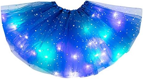 טוטו ורוד לנשים שרצות רשת של 3 שכבות חצאית LED חצאית נפוחה בלרינה אורות אורות אורות חצאית נשים ריקוד