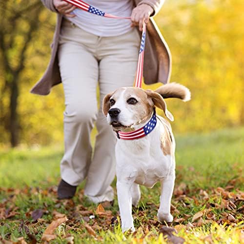 4 חתיכות 4 ביולי צווארון כלבים עם רצועה מתכווננת דגל אמריקאי צווארון לחיות מחמד עבור כלבים של חתולי גורים