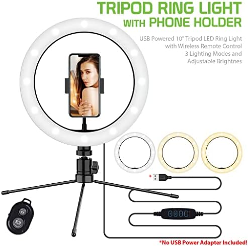 טבעת סלפי בהירה אור תלת צבעוני תואם לסמסונג ס. מ.-ג '9350 10 אינץ' עם שלט לשידור חי / איפור/יוטיוב
