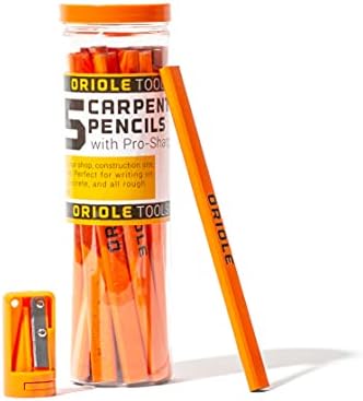 כתום קרפנטר עיפרון סט-כולל 15 שטוח בניית עפרונות עם מודפס שליט , 1 קרפנטר עיפרון מחדד & מגבר; 1