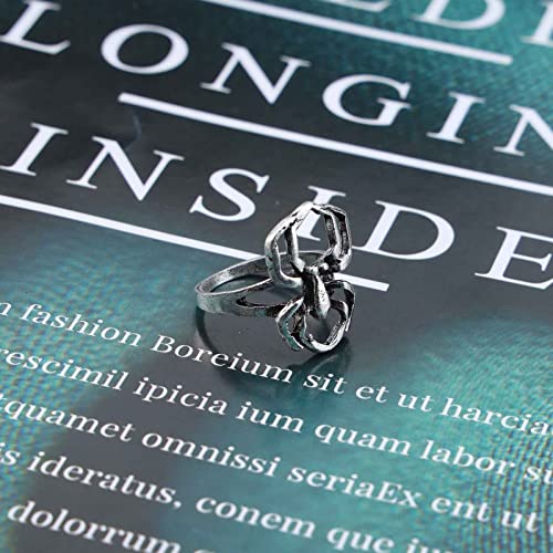 גותי עכביש טבעת כסף עכביש מחומצן טבעת שמנמן הצהרת טבעת פאנק בעלי החיים טבעת ליל כל הקדושים תכשיטי עבור נשים