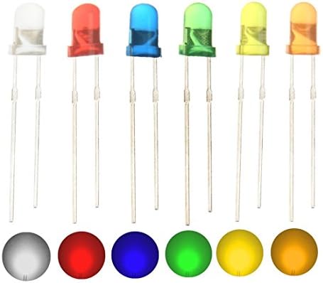 120 יחידות 6 צבע 3 ממ מגוון אור LED מפוזר אור פולט אור דיודה עם כתום צהוב בצבע כחול בצבע כחול לבן