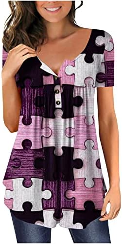 חולצות לנשים מזדמנים לבושות נשות צוואר נשות גודל גודל טוניקה בגודל כפתור אופנה קפלים חולצות ללבוש עם חותלות