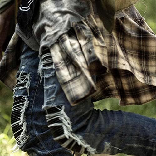 גברים של קרע למתוח סקיני ג 'ינס רזה בכושר היפ הופ במצוקה ג' ינס מכנסיים בציר נהרס רוכסן ז ' אן מכנסיים