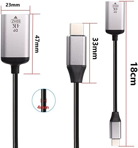 Meiriyfa USB סוג C ל- DisplayPort/DP מתאם כבל, סוג C זכר ל- DP ממיר נשי לטלוויזיה, צג, מקרן