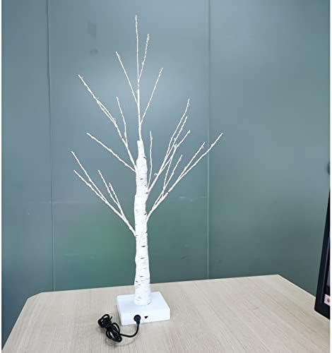 אור עץ ליבנה מואר מואר, 2ft 55 נוריות LED סוללה/USB המופעל על חוט נחושת מנורת עץ שולחן, עץ ענף מלאכותי LED לפסטיבל