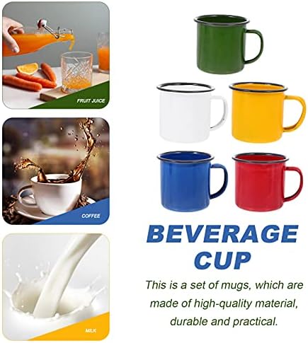 OperitAcx אמייל קפה ספל 5 יחידות כוס קמפינג ניידת צבעונית כוסות ספלים קטנים למפגש משפחתי, מסיבת חברים, כוס