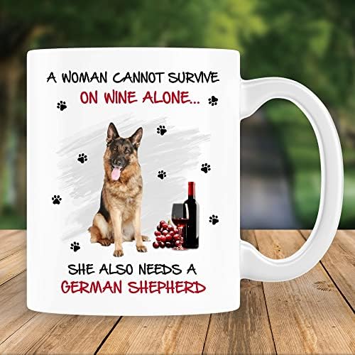 אייזל אישה לא יכול לשרוד על יין לבד היא גם צריך רועה גרמנית ספל מתנות לבת רועה גרמנית מאהב מתנות