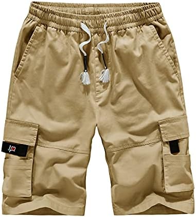 מכנסי מטען לגברים ניוקי מכנסיים קצרים בצבע אחיד מכנסיים קצרים מותניים אלסטיים חיצוניים קיצוני קיצים בקיץ רב-כיס