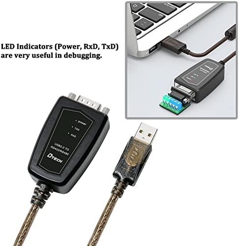 DTECH USB ל- RS485 מתאם RS422 יציאה סידורית כבלים עם CP2102 נורות LED LED של CP2102 LED