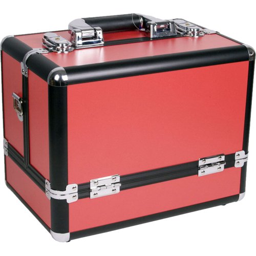 Sunrise Marcello Case Case Professional Travel Travel Box עם 3 מגשי אקורדיון של שכבות, מט אדום, 5 קילו
