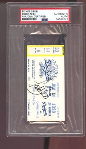 טוד זיייל חתום על חתימה אוטומטית PSA/DNA COA Stub Stub Stub 1990 Dodgers - תמונות MLB עם חתימה