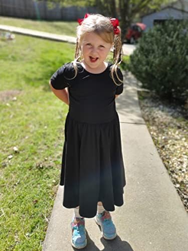 ארשינר בנות שמלה קצר שרוול מוצק קיץ אונליין נדנדה לסובב סקטים מקרית שמלות לילדים 4-14 שנים